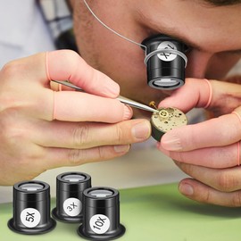 Jewelers Loupe with Holder, 3, 5, 10, 15 X Monocle for Watch Repair Magnifying Glass, Eye Loops Magnifier, Hands Free Magnifier for Watch Gems & Circuit Board Repair Tool for Watchmaker