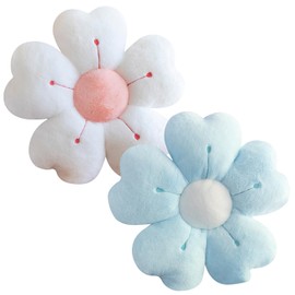 Toyhood 2pcs Flower Pillows Chair Pad, Plush Flower Shaped Cushion, Cute Daisy Flower Shape Cushion Floor Tatami Seating Pillow, for Home Kitchen Bedroom Sofa Reading Corner Decoration (Blue)