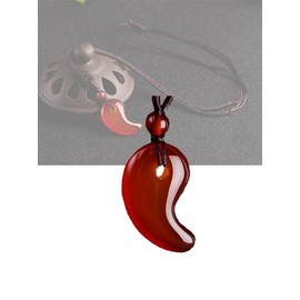 Huangshan Natural Stone Magatama Ring Pendant Necklace, Pendant/Necklace, Adjustable Length, Men's, Women's, Mental and Body Health Amulet, Agate Stone Pendant, Cool, Popular Accessory