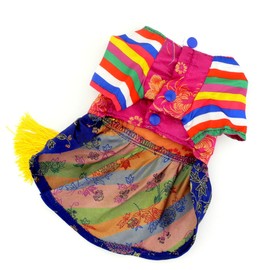 SELMAI Ethnic Dog Costume Korean Traditional Knot Pendant Norigae Hanbok Embroidery Silk Pet Clothes Outfit Color Dress for Small Puppies Large Cat Apparel Birthday Party Festival Celebration Girl L