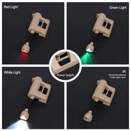 NOBUHIRO Tactical Helmet Light, Green/Red/White/IR Illumination with 4 Helmet Lamp Mounts, Bendable Survival Signal Lights for Outdoor Sports Hunting Fishing (Tan)