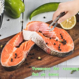 Fish Bone Tweezers with Portable Bag, 1 Styles Fish Tweezers Professional Stainless Steel Flat for Kitchen Salmon Trout (1 Pcs)