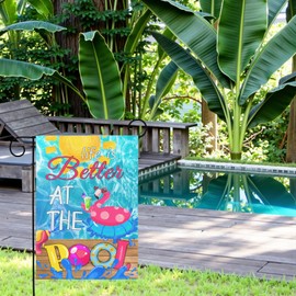 Dacawin Pool Garden Flag Swimming Pool Spring Yard Flags Summer Welcome Decorative Flags Life is Better at the Pools House Banner for Outside Patio Porch Home Decoration 12x18 Double Sided