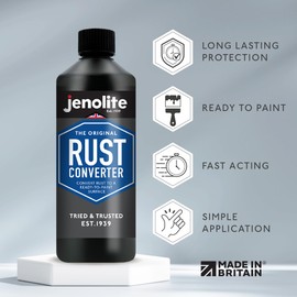 JENOLITE Rust Converter with Primer, 500 ml, Powerful Rust Converter for Cars and Vehicles, Water-Based Rust Converter with Primer, Black, Rust Converter Car