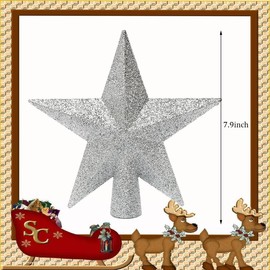 Christmas Tree Topper Star, Glitter Christmas Tree Star Topper, 20 cm Christmas Tree Topper Star, Christmas Tree Topper Plastic, Mini Decoration Christmas for Christmas Tree Decoration, Red