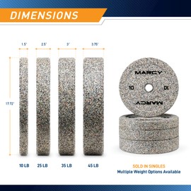 Marcy 2" High Bounce Olympic Bumper Plate for Strength Training Weightlifting Workout Weight 45-lb MCPB-045