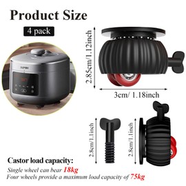 Wopanxye Self Adhesive Caster Wheels, 4pcs Stick-on 360° Mini Attachable Swivel Roller Balls Castors Pulley for DIY Small Furniture Trash Can Box Kitchen Appliances Storage Tin Trolley Microwave Ovens