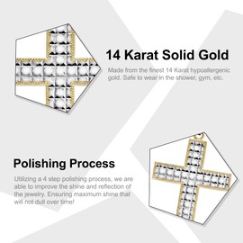 Charm America - Gold Diamond-cut Cross Pendant, 14 Karat Solid Gold