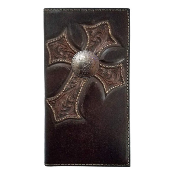 Custom Morgan Dollar Heads Nocona Cross Long Chocolate Wallet