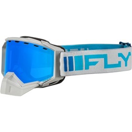 Fly Racing Zone Snow Goggle (Silver/Blue W/Sky Blue Mirror Blue Lens, Adult)