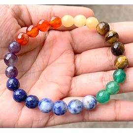 crystalmiracle Multi Stone Chakra Beaded 7 MM Round Faceted Bracelet Crystal Healing Fashion Accessory Wellness Handcrafted