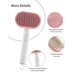 FDIDY Cat Brush With Release Button - Self-Cleaning Sliker for Indoor Short Cats, Effortless Hair Removal, Gentle on Skin, Grooming for Shedding and Loose Fur