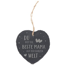Spruchreif Slate Heart with Saying Mama | Slate Board in Heart Shape with Cord for Hanging | Wall Decoration | Slate Sign Mum | Decorative Heart | Beste Mama | Mother's Day