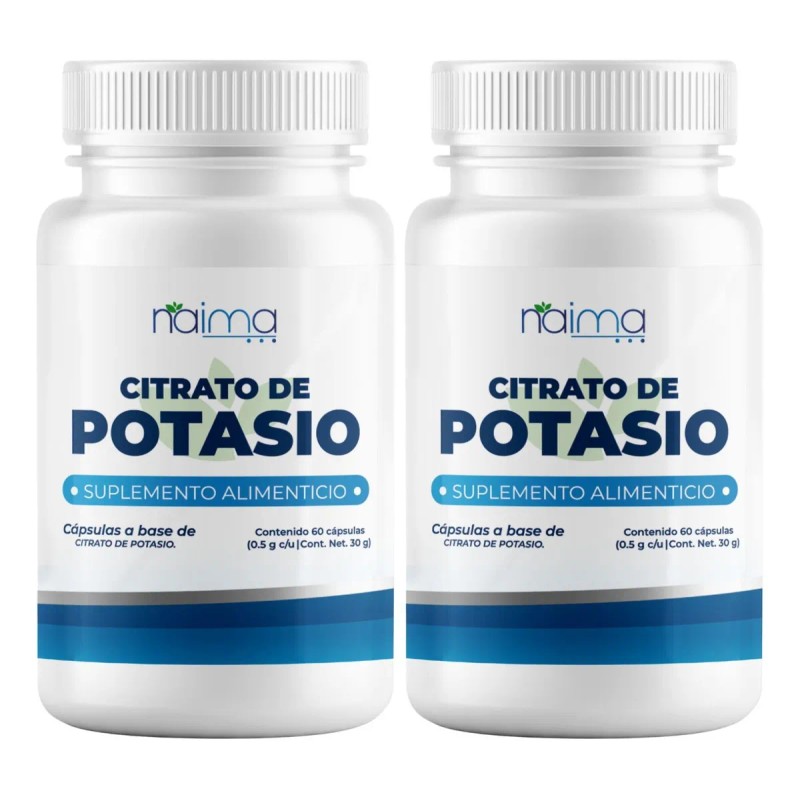 Citrato de Potasio –120 cápsulas. Suplemento mineral que apoya el