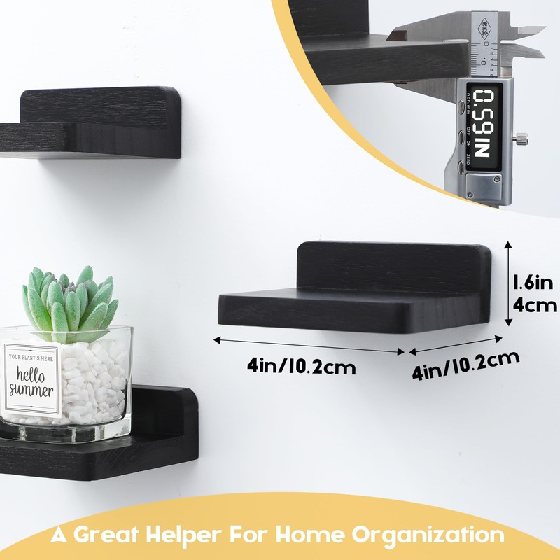 PHOENANCEE Small Floating Shelves for Wall, Set of 4, Square