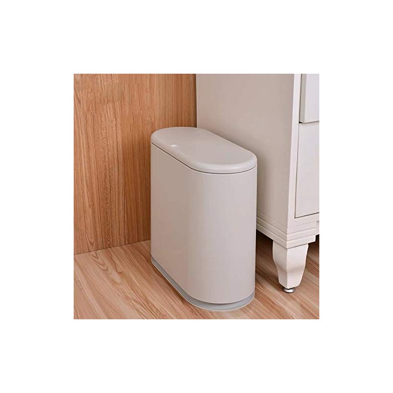 IEEK Slim Plastic Trash Can with Press Top Lid,2.4 Gallon/10