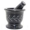 Govinda - Black Soap Stone Mortar and Pestle - Vines-