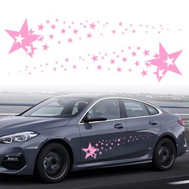 TOMALL 1 Pair 62.6'' Stars Graphics Vinyl Decals for Car Body Door Sides Universal Waterproof Stars Stickers Decoration for Vehicles SUV Truck Off-Road Home Wall (Pink)