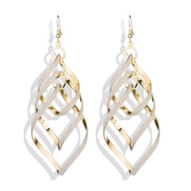 Gold Spiral Drop Earring Twist Wire Dangle Earrings Open Spiral Hoop Earrings Geometric Statement Swirl Earrings for Women Girls Jewelry Gifts