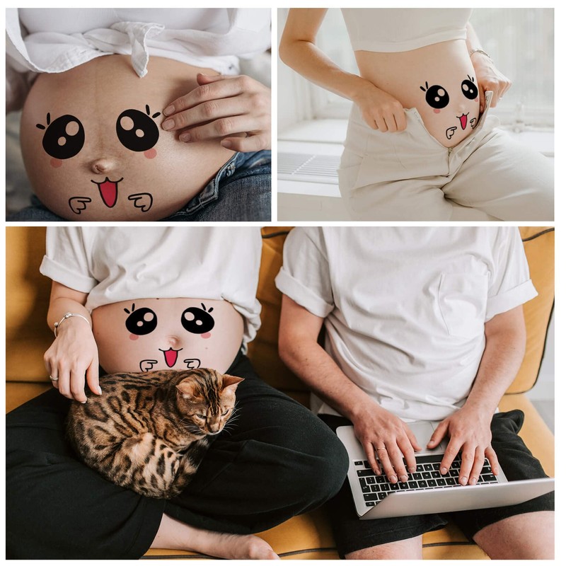 CARGEN 2 Sheets Pregnancy Temporary Tattoos Baby Belly Tattoos Cartoon