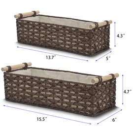 Dyvavna Toilet Paper Baskets for Organizing[2 pack],Paper Rope Wicker Storage Basket with Handle, Bathroom Basket for Bedroom, Nursery, Living Room. (Brown)