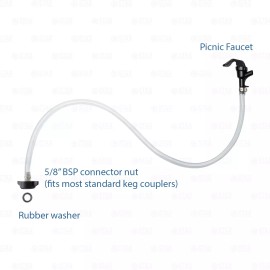 Star Beverage Supply Co. 4' Domestic Beer Keg Dispenser Tap Hose Picnic Faucet Set with Wing Nut