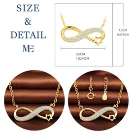 MicLee Women's girl's Necklace pendant, 925 Sterling Silver necklace, Infinity symbol inlaid star necklace, beautiful and shining pendant, Inlaid zircon, gold