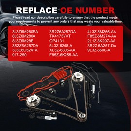 Autodevil Timing Chain Kit Cam Phasers VVT Valves 5.4L Fit for F150 2004-2008 for Expedition-Auto 2005-2008 for Navigator 205-208 for F250 F350 Super Duty 05-08 for Mark LT 06-07 Car Replacement parts