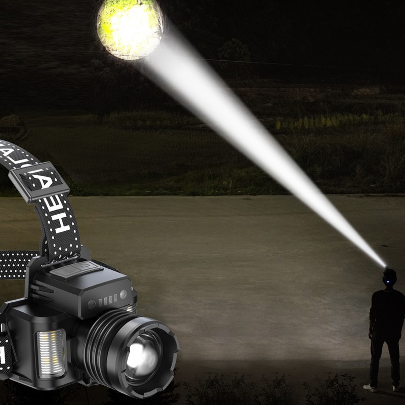 LED Headlamp with Motion Sensor Waterproof USB Rechargeable Headlight Zoomable