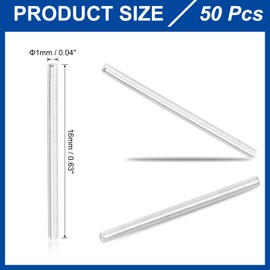 sourcing map 50Pcs 1mm x 16mm Dowel Pins 304 Stainless Steel Support Shelves Pegs Fasten Elements Assortment Kit, Silver