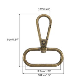 uxcell 12 Pcs Swivel Clasp Hooks, 1.26 Inch D Ring Swivel Purse Clips for Handbag, Purse Strap Hardware for Bag Making, Push Gate Lobster Clasp, Bronze