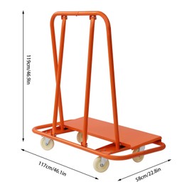 3000 lbs Drywall Sheet Cart, Plywood Panel Dolly Trolley Truck 4 Swivel Wheels Red for Board Such as Wall Board Drywall Board Board Wood Glass Board Plywood