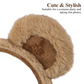 Balacoo Bear Ears Headband: 3pcs Fluffy Animal Head Wear Chipmunk Ear Headband Brown Face Wash Headband Costume for Makeup Party Cosplay
