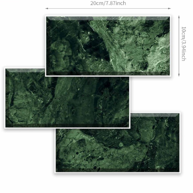 Neukids 27pcs Green Emerald Marble Tile Stickers, Peel and Stick