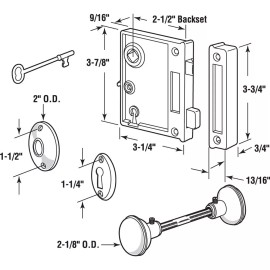 PRIME-LINE Prime Line E 2437 Antique Brass Vertical Trim Lock Set for Interior Doors