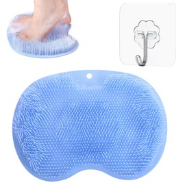 Danceheart足洗いマット フットブラシ 足洗い 足 ブラシ フットケア 足洗いマット 足洗いソープ 足洗いソープ 足臭い対策 フットケア フットブラシ 足洗いブラシ 足洗い 足裏ブラシ 抗菌TPR素材 滑り止め 吸盤付き 付き 滑り止め 壁掛け フック穴付き (青)