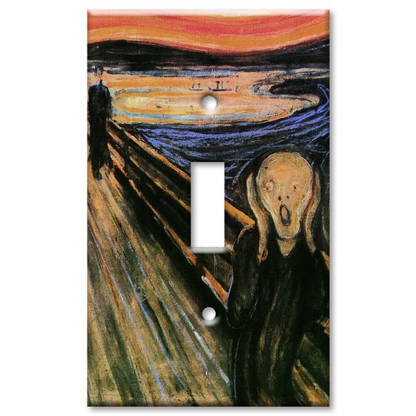 Art Plates - Single Gang Toggle Decorative Metal Wall Plate - Munch: The Scream - (Made in USA)