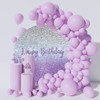 Renaiss Purples Happy Birthday Round Backdrop Cover 7.2 ft Polyester