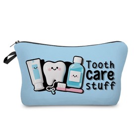 Livel lhood Tooth Care Stuff Makeup Bag Cute Small Organizer Zipper Pouch Cartoon Teeth Cosmetic Bag Birthday Present for Women Friends, hzz18077, Small