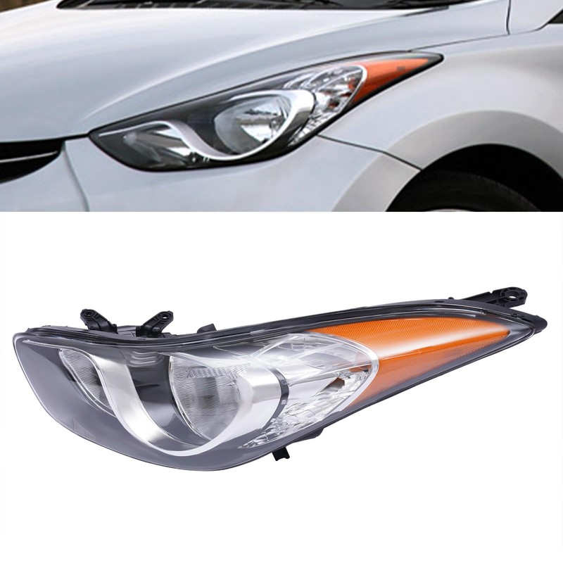 CRYBY Headlights Fit for Hyundai Elantra 2011-2013, Halogen Headlamps Left