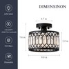 Pevfah Crystal Black Ceiling Light, Modern Semi Flush Mount Ceiling