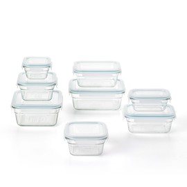 Glasslock Tempered Glass Food Storage Containers with Lids for Household Essentials, Meal Prep, and Leftover Storage, Clear (8 Pack)