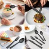 Herogo 46-Piece Matte Black Silverware Set with Serving Utensils, Stainless