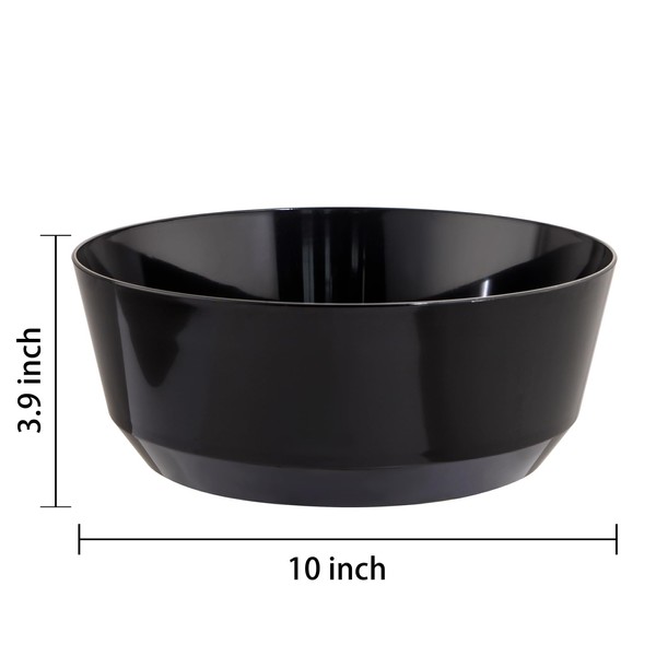 Hioasis 8 Pack Plastic Serving Bowls 128oz Black Plastic Bowls Heavy Duty Disposable Serving Bowls for Party Snack & Salad & Candy & Bar Buffet