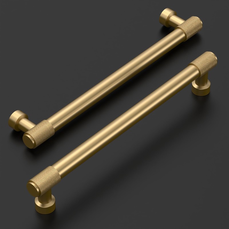 Amerdeco 10 Pack Champagne Bronze Knurled Cabinet Pulls 7 Inch(177.8mm)