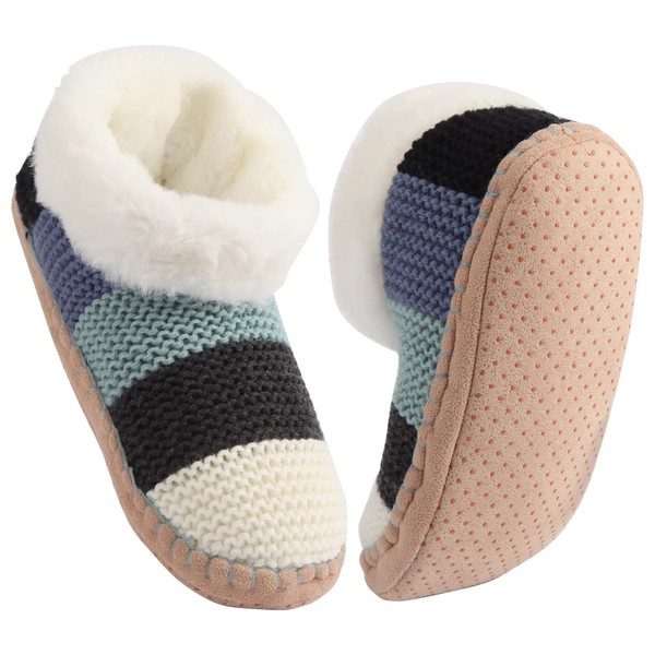 HUANSHA Ankle Knit Slipper Socks For Women With Grippers, Warm