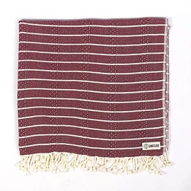 Sand Cloud Large Turkish Beach Towel - Sand Free - Fast Drying -100% Certified Organic Turkish Cotton Yarn - Great for Beach Bath or as a Blanket - As Seen on Shark Tank - Gocek (Burgundy)