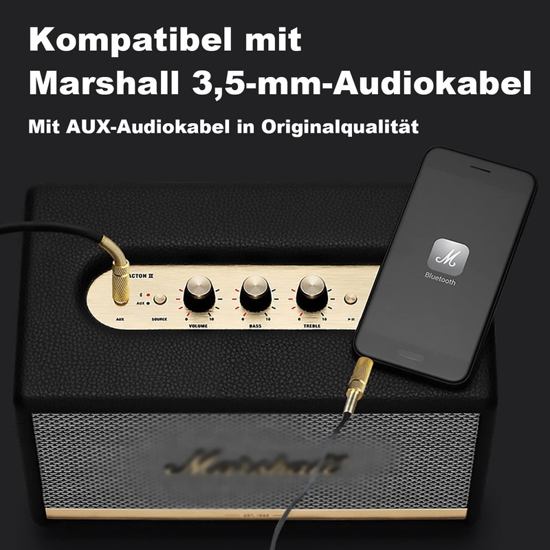 Aiivioll Compatible with Marshall Bluetooth Speaker, Audio Audio Cable, Car,