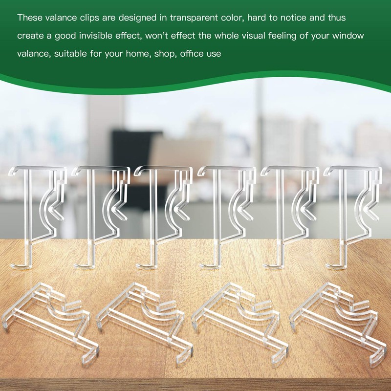 Jetec 2 Inch Valance Clips for Blinds Clear Plastic Valance