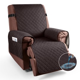 KinCam 100% Waterproof Recliner Chair Cover, Reclining Couch Covers for Pets, Dogs, Recliner Couch Slipcover Furniture Protector with Elastic Straps for Kids(30", Chocolate)